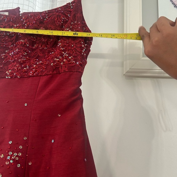 Vintage Red Gown with Beaded Bodice - Picture 5 of 5